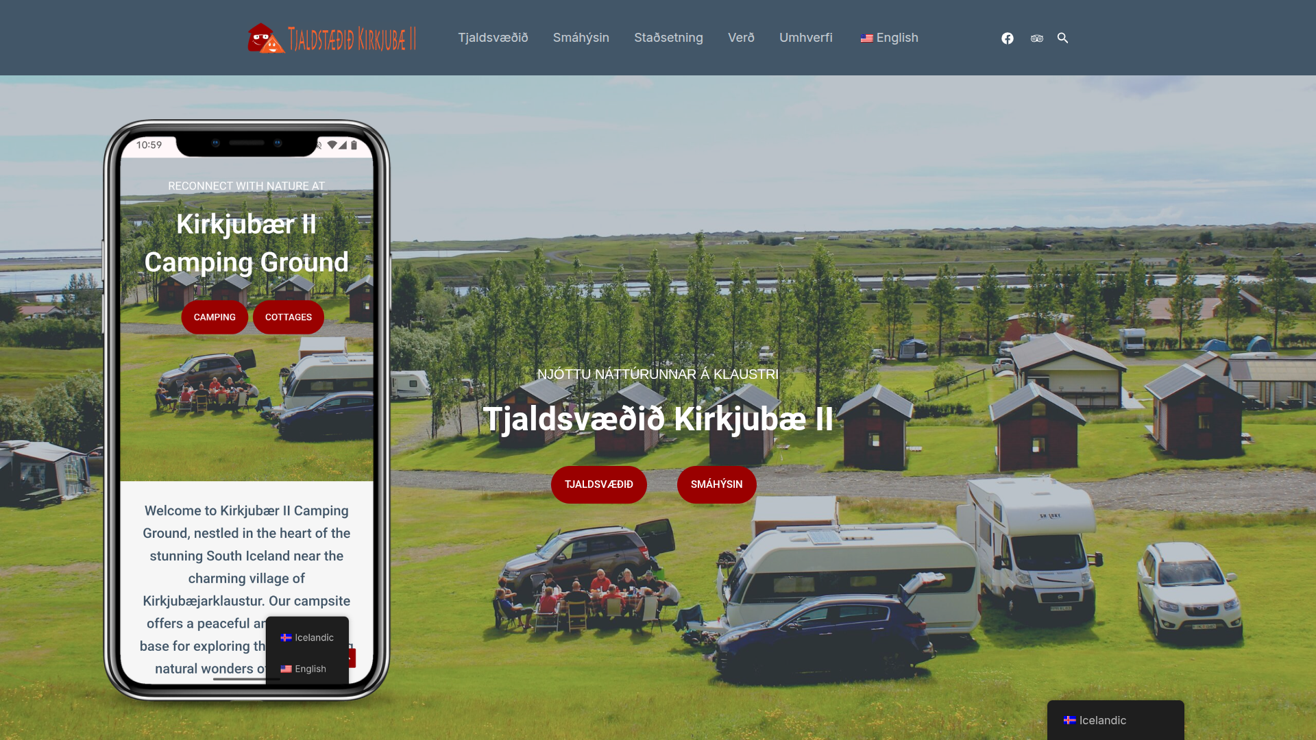 Kirkjubaer.com tjaldsvæði og smáhýsi til leigu á Kirkjubæjarklaustri